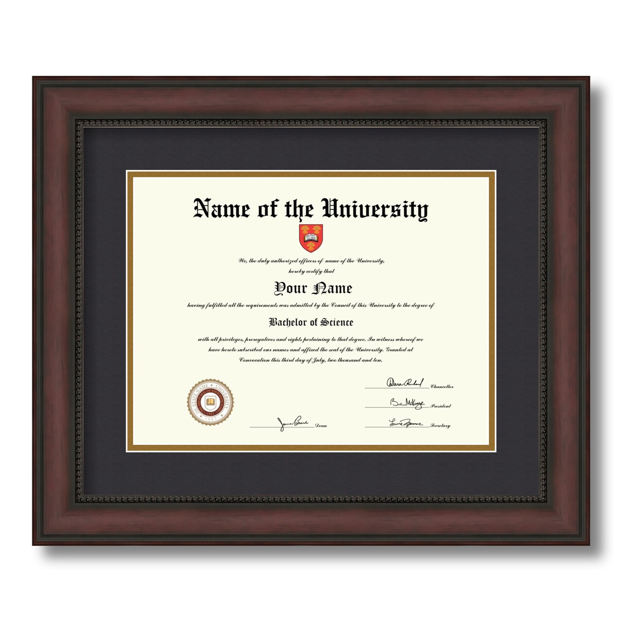 ArtToFrames 9x12 inch Diploma Frame - Framed with Black and Gold Mats, Comes with Regular Glass and Sawtooth Hanger for Wall Hanging (D-9x12)